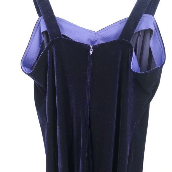 VTG Y2K/90s Onyx Nite Stretch Velvet Midi Dress w/ Rhinestone Embellishment 12p - Picture 8 of 15